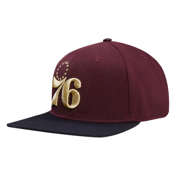 Бейсболка Philadelphia 76ers Pro Standard Gold Rush 2-Tone - Maroon/Black
