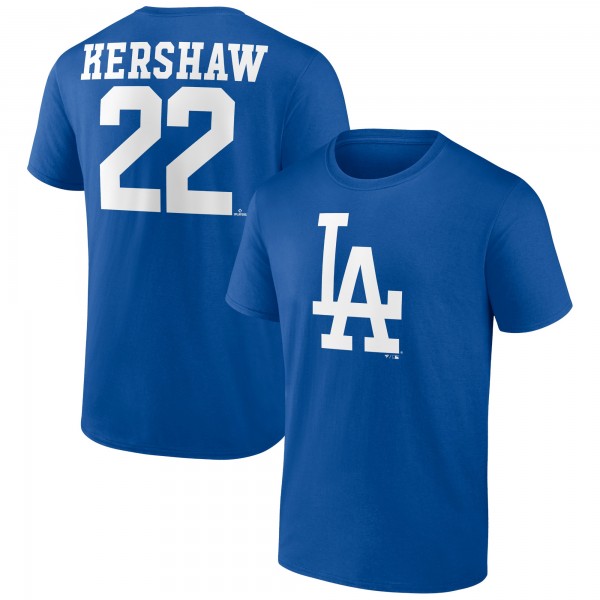 Los Angeles Dodgers Clayton Kershaw Royal Player Icon Name & Number T-Shirt