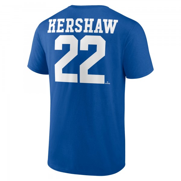 Los Angeles Dodgers Clayton Kershaw Royal Player Icon Name & Number T-Shirt