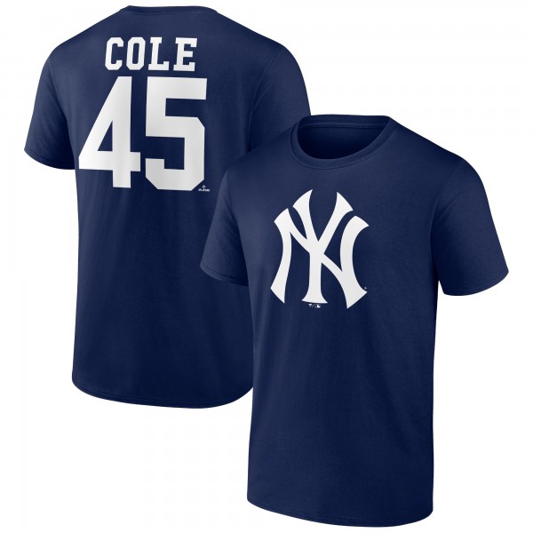 New York Yankees Gerrit Cole Navy Player Icon Name & Number T-Shirt
