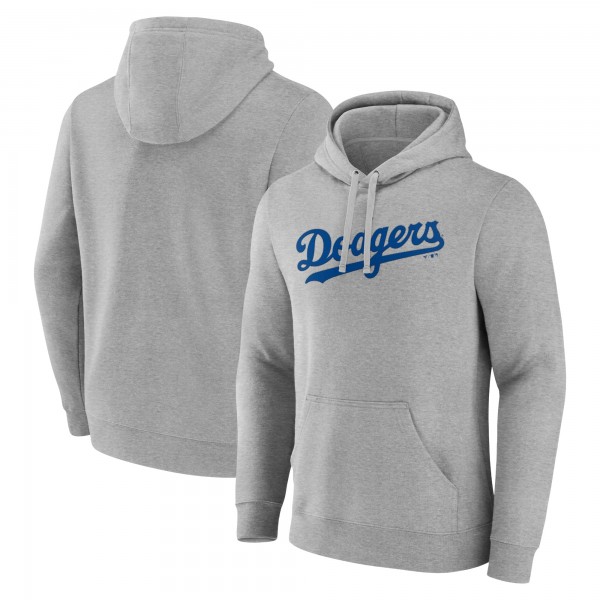 Los Angeles Dodgers Heather Gray Official Wordmark Pullover Hoodie