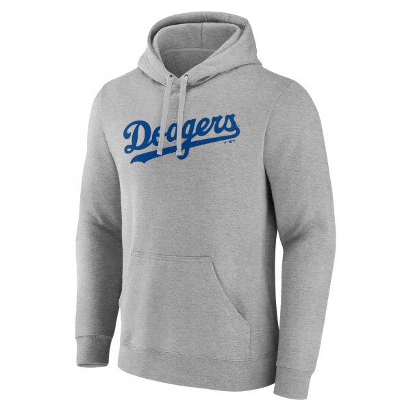 Los Angeles Dodgers Heather Gray Official Wordmark Pullover Hoodie