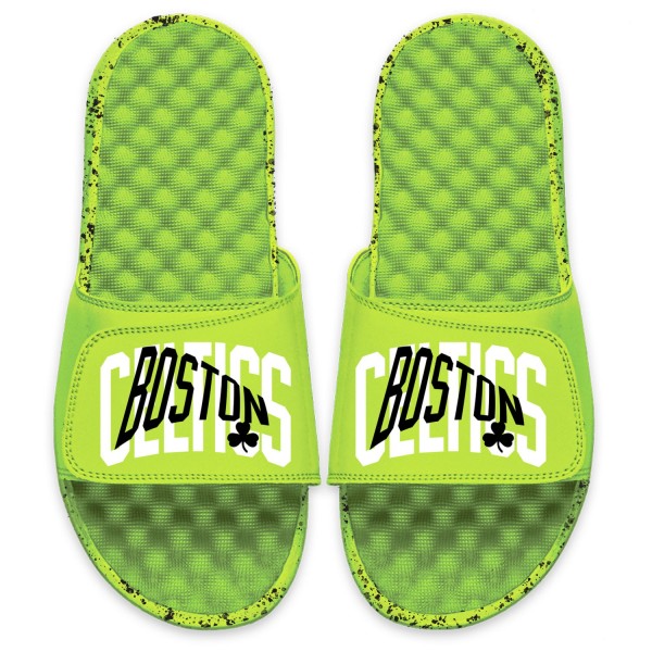 Шлепки Boston Celtics ISlide Warped - Neon Green