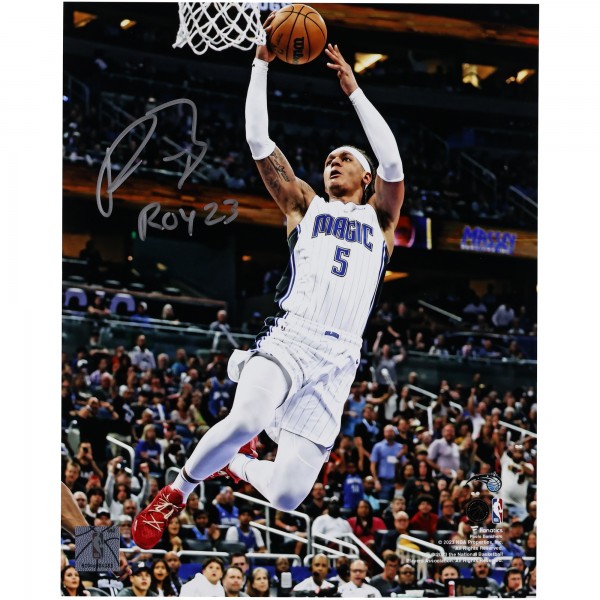 Paolo Banchero Orlando Magic Autographed Fanatics Authentic 8 x 10 Layup in White Photograph with ROY 23 Inscription