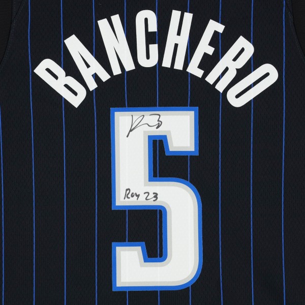 Игровая джерси Paolo Banchero Orlando Magic Autographed Fanatics Authentic Black Nike 2022-2023 Icon Swingman with ROY 23 Inscription