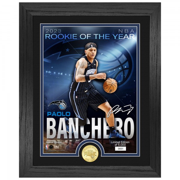 Orlando Magic Paolo Banchero Highland Mint 13 x 16 2023 Rookie Of The Year Bronze Coin Photo Mint