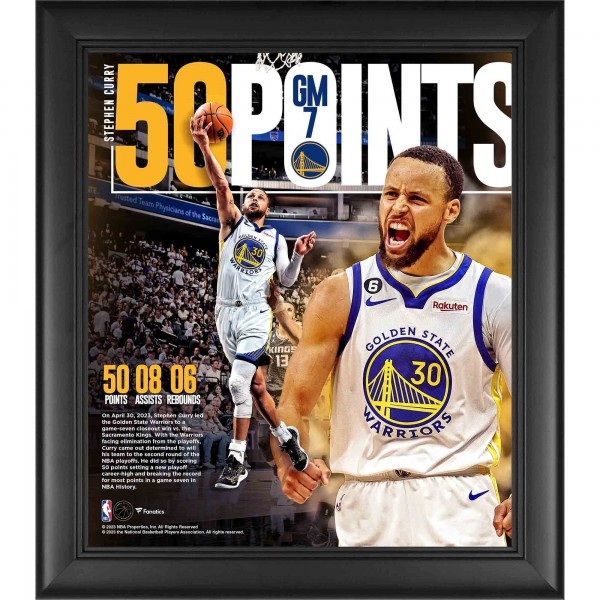 Stephen Curry Golden State Warriors Fanatics Authentic Framed 15 x 17 2023 NBA Playoffs 50-Point Game 7 Collage