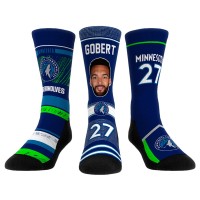 Три пары носков Rudy Gobert Minnesota Timberwolves Rock Em Unisex Player Crew