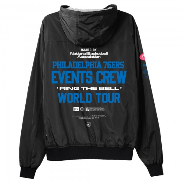 Unisex Philadelphia 76ers Bleacher Report x Mitchell & Ness Black Backstage Crew Hoodie Full-Zip Jacket