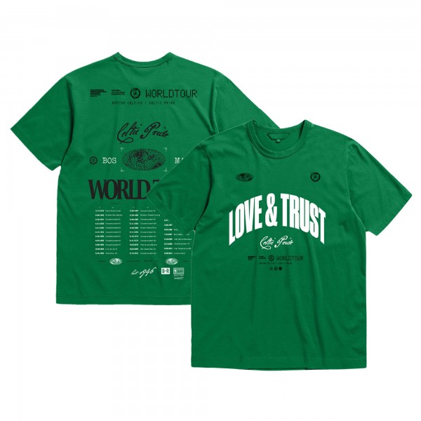 Футболка Boston Celtics Bleacher Report x Mitchell & Ness Unisex World Tour - Kelly Green
