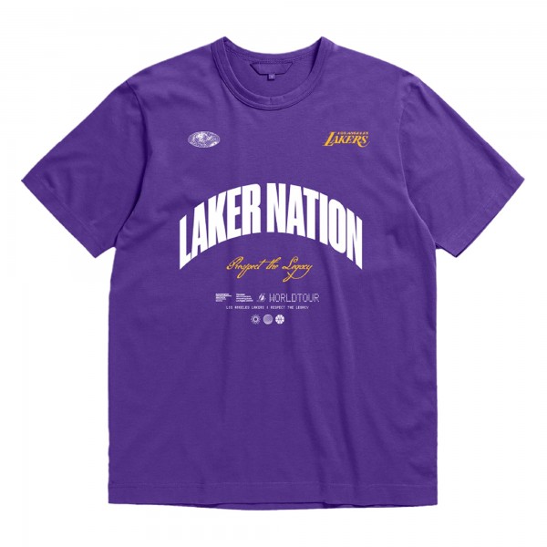 Футболка Los Angeles Lakers Bleacher Report x Mitchell & Ness Unisex World Tour - Purple