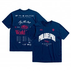Unisex Philadelphia 76ers Bleacher Report x Mitchell & Ness Navy World Tour T-Shirt