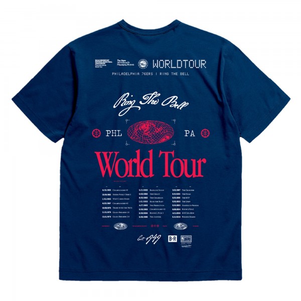 Unisex Philadelphia 76ers Bleacher Report x Mitchell & Ness Navy World Tour T-Shirt