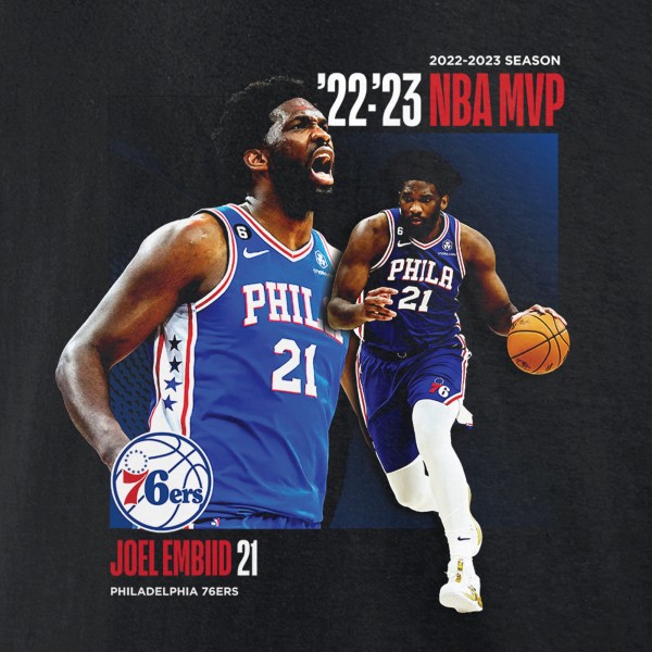 Футболка Joel Embiid Philadelphia 76ers 2023 NBA MVP Award Time Out - Black