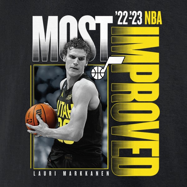 Футболка Lauri Markkanen Utah Jazz 2023 NBA Most Improved Player of the Year Run - Black