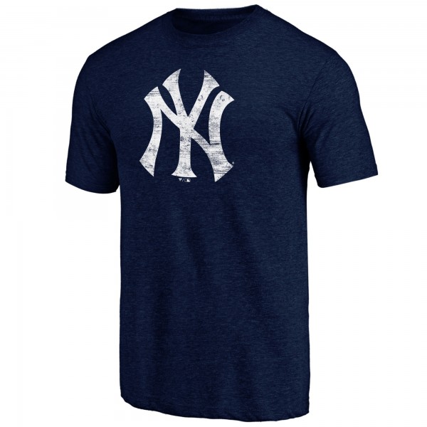 New York Yankees Heather Navy Official Logo Tri-Blend T-Shirt