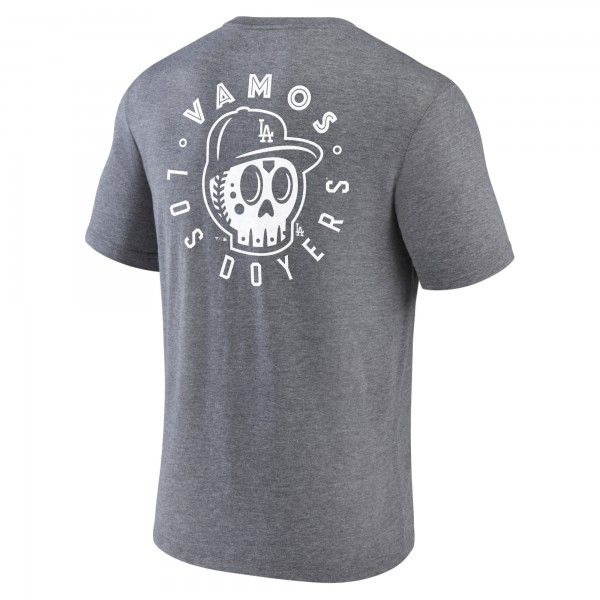 Los Angeles Dodgers Heather Gray Hometown Collection Sugar Skull Tri-Blend T-Shirt
