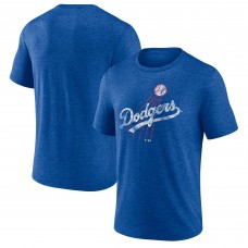 Los Angeles Dodgers Heather Royal Cooperstown Collection Throwback Logo Tri-Blend T-Shirt