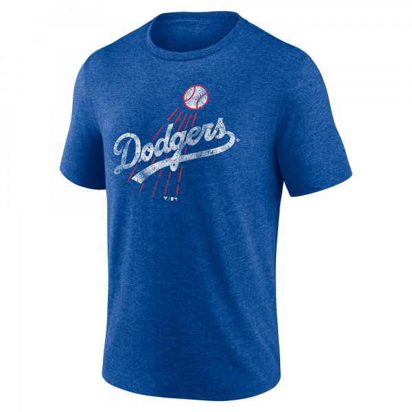 Los Angeles Dodgers Heather Royal Cooperstown Collection Throwback Logo Tri-Blend T-Shirt