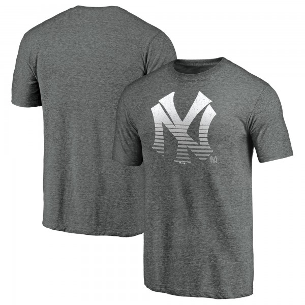 New York Yankees Heather Gray Cooperstown Collection Logo Tri-Blend T-Shirt