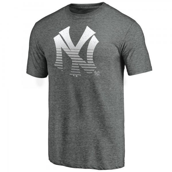 New York Yankees Heather Gray Cooperstown Collection Logo Tri-Blend T-Shirt