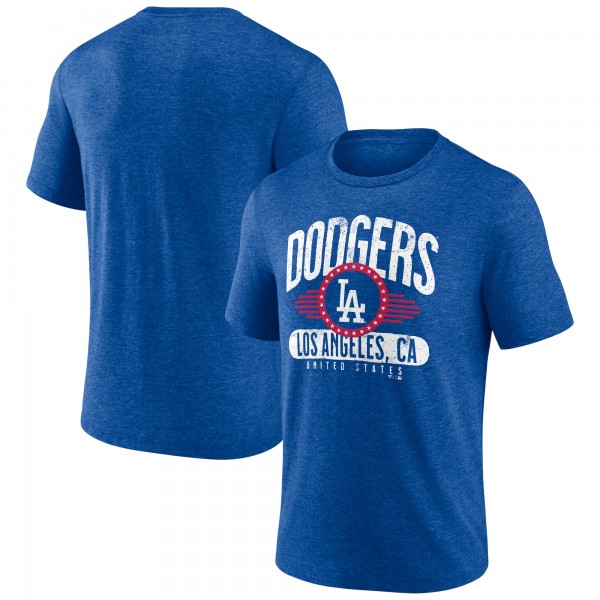 Los Angeles Dodgers Heather Royal Badge of Honor Tri-Blend T-Shirt