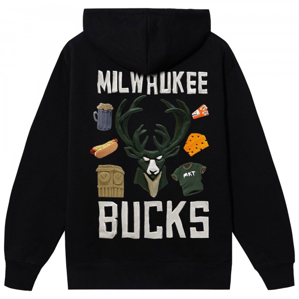 Unisex Milwaukee Bucks NBA x MARKET Black Claymation Pullover Hoodie