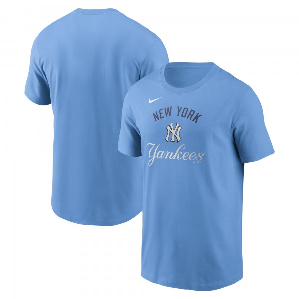 New York Yankees Nike Light Blue Early Innings Stack T-Shirt