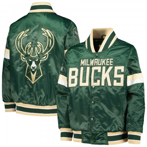 Куртка на кнопках Milwaukee Bucks Starter Youth Home Game Varsity Satin - Hunter Green