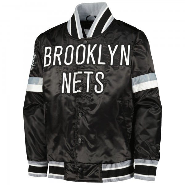 Куртка на кнопках Youth Brooklyn Nets Starter Black Home Game Varsity Satin