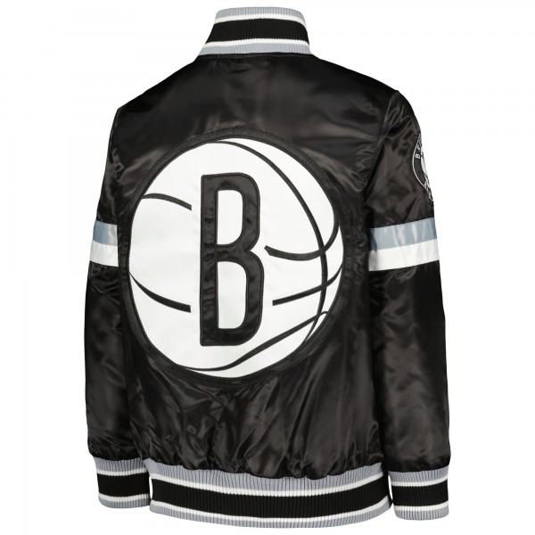 Куртка на кнопках Youth Brooklyn Nets Starter Black Home Game Varsity Satin