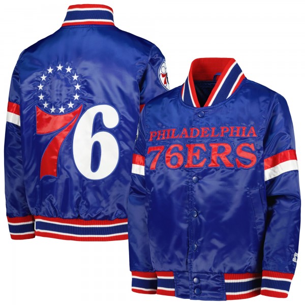 Куртка на кнопках Philadelphia 76ers Starter Youth Home Game Varsity Satin - Royal