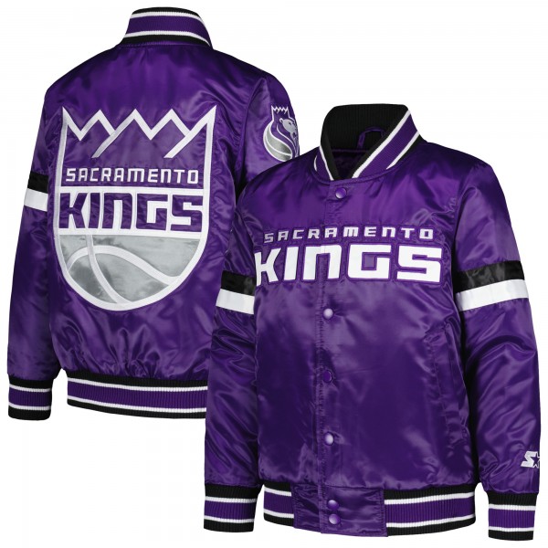 Куртка на кнопках Sacramento Kings Starter Youth Home Game Varsity Satin - Purple