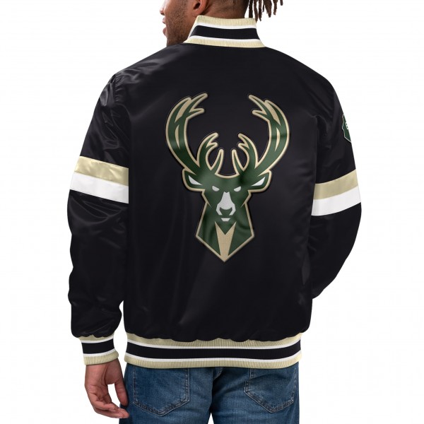 Куртка на кнопках Milwaukee Bucks Starter Home Game Satin Varsity - Black