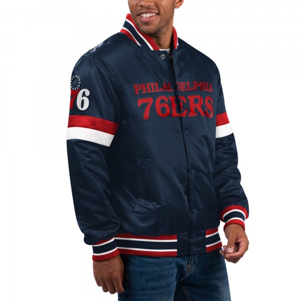 Куртка на кнопках Philadelphia 76ers Starter Home Game Satin Varsity - Navy
