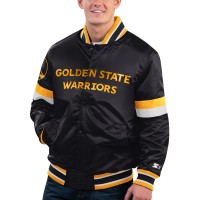 Golden State Warriors Starter Black Home Game Satin Full-Snap Varsity Jacket