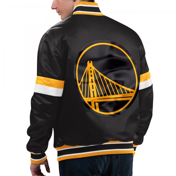 Golden State Warriors Starter Black Home Game Satin Full-Snap Varsity Jacket