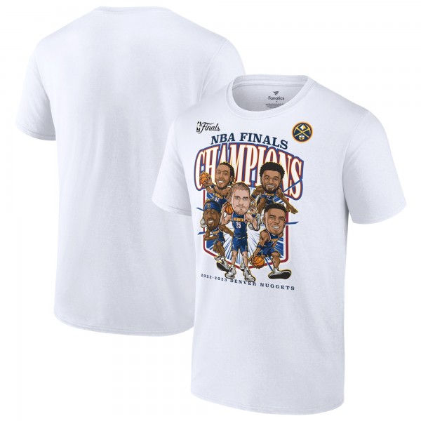 Чемпионская футболка Denver Nuggets 2023 NBA Finals Champions Windmill Team Caricature - White