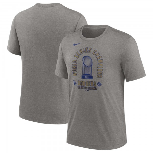 Los Angeles Dodgers Nike Heather Charcoal 2025 World Series Champions Tri-Blend T-Shirt