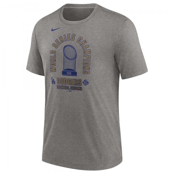 Los Angeles Dodgers Nike Heather Charcoal 2025 World Series Champions Tri-Blend T-Shirt