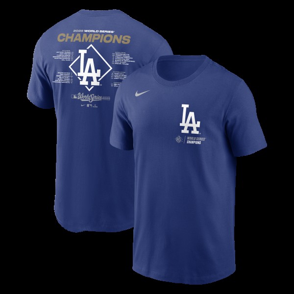 Los Angeles Dodgers Nike Royal 2025 World Series Champions Roster T-Shirt