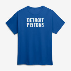 Detroit Pistons Logo Athletic Blue Wordmark T-Shirt