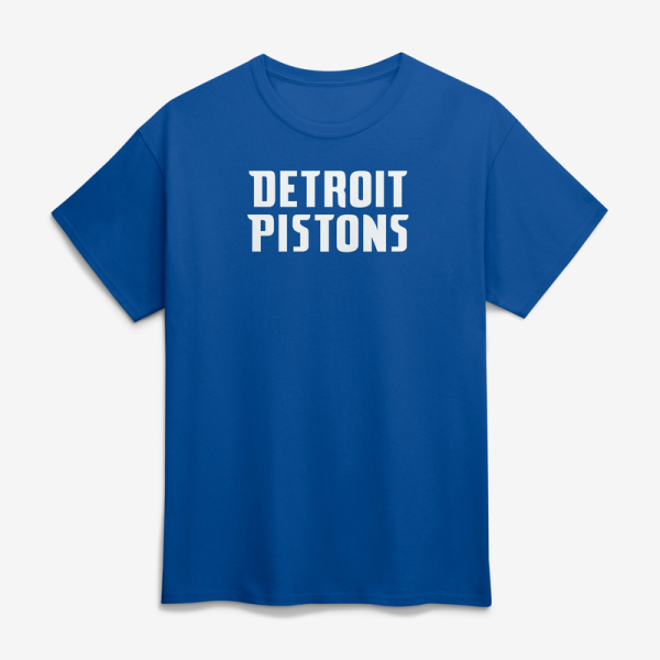 Detroit Pistons Logo Athletic Blue Wordmark T-Shirt