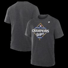 Los Angeles Dodgers Fanatics Heather Charcoal 2025 National League Champions Locker Room T-Shirt