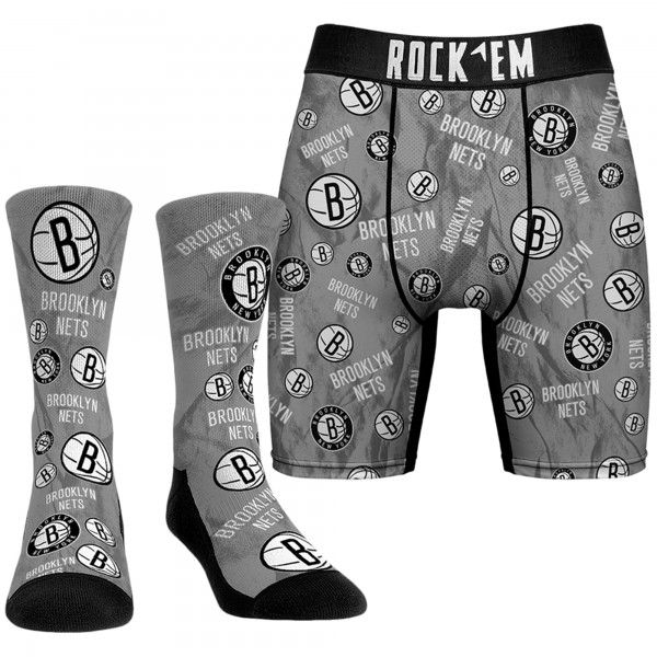 Носки и трусы Brooklyn Nets Rock Em All-Over Logo - Gray