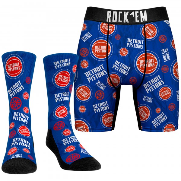 Носки и трусы Detroit Pistons Rock Em All-Over Logo - Blue