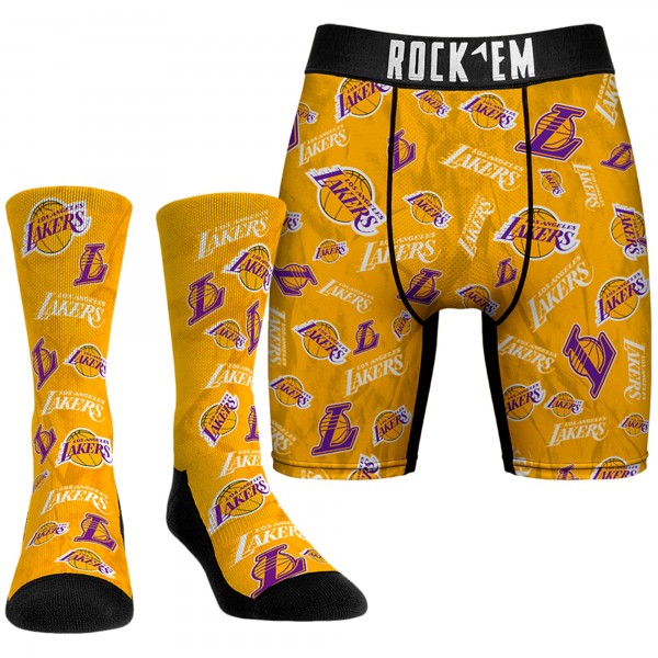 Носки и трусы Los Angeles Lakers Rock Em All-Over Logo - Gold