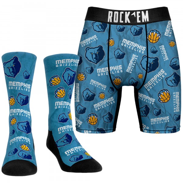 Носки и трусы Memphis Grizzlies Rock Em All-Over Logo - Light Blue