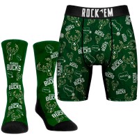 Носки и трусы Milwaukee Bucks Rock Em All-Over Logo - Forest Green