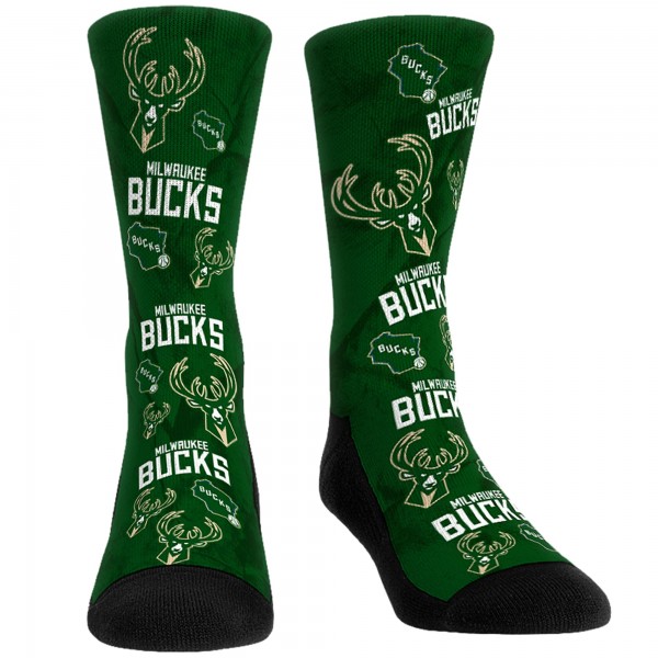 Носки и трусы Milwaukee Bucks Rock Em All-Over Logo - Forest Green